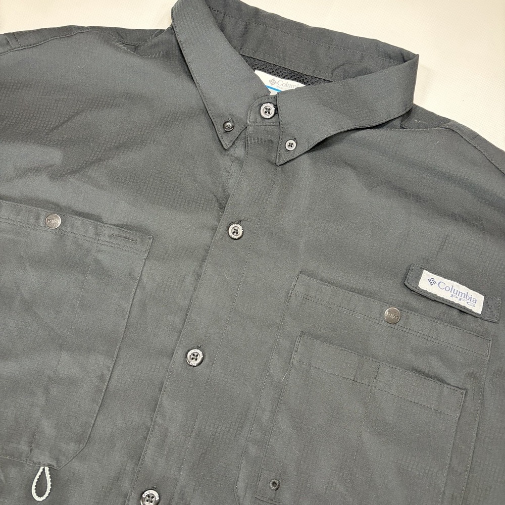 Columbia PFG Men's XL Black Omni-Shade Short Sleeve Fishing Shirt Vented